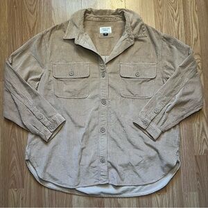 American Eagle Dreamy Drape Oversized Corduroy Shirt/Jacket Olive Women’s Size L